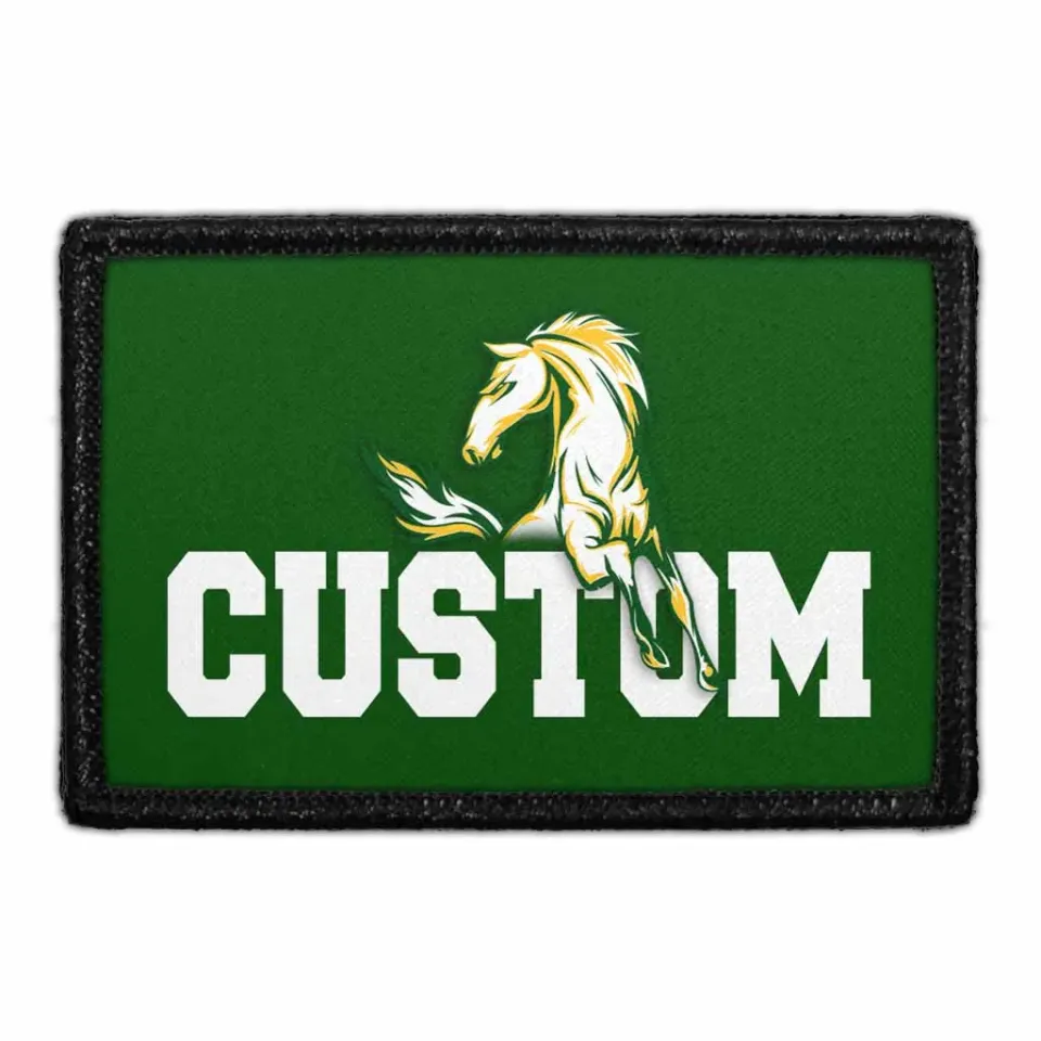 Pull Patch Custom Text With Horse patch hvid custom