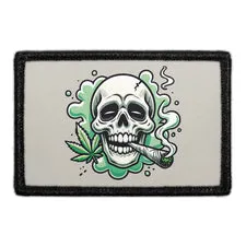 Pull Patch Marijuana Skull patch med velcro grønt kranie